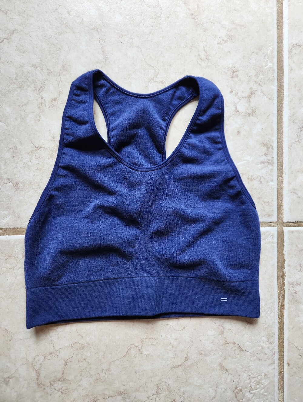 BRANWYN Essential Racerback Sports Bra Size L Blue Merino Wool